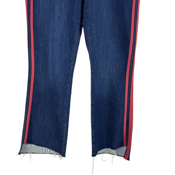 NEW Mother Insider Crop Step Fray Jeans Speed Racer High Rise Blue Size 32 - Picture 4 of 10